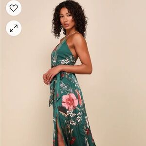 Lulus emerald green floral print dress